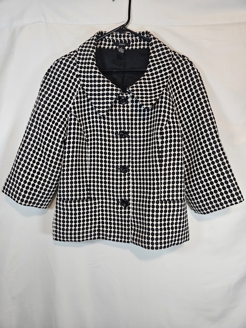 Alfani Black and White Polka Dot Pea Coat